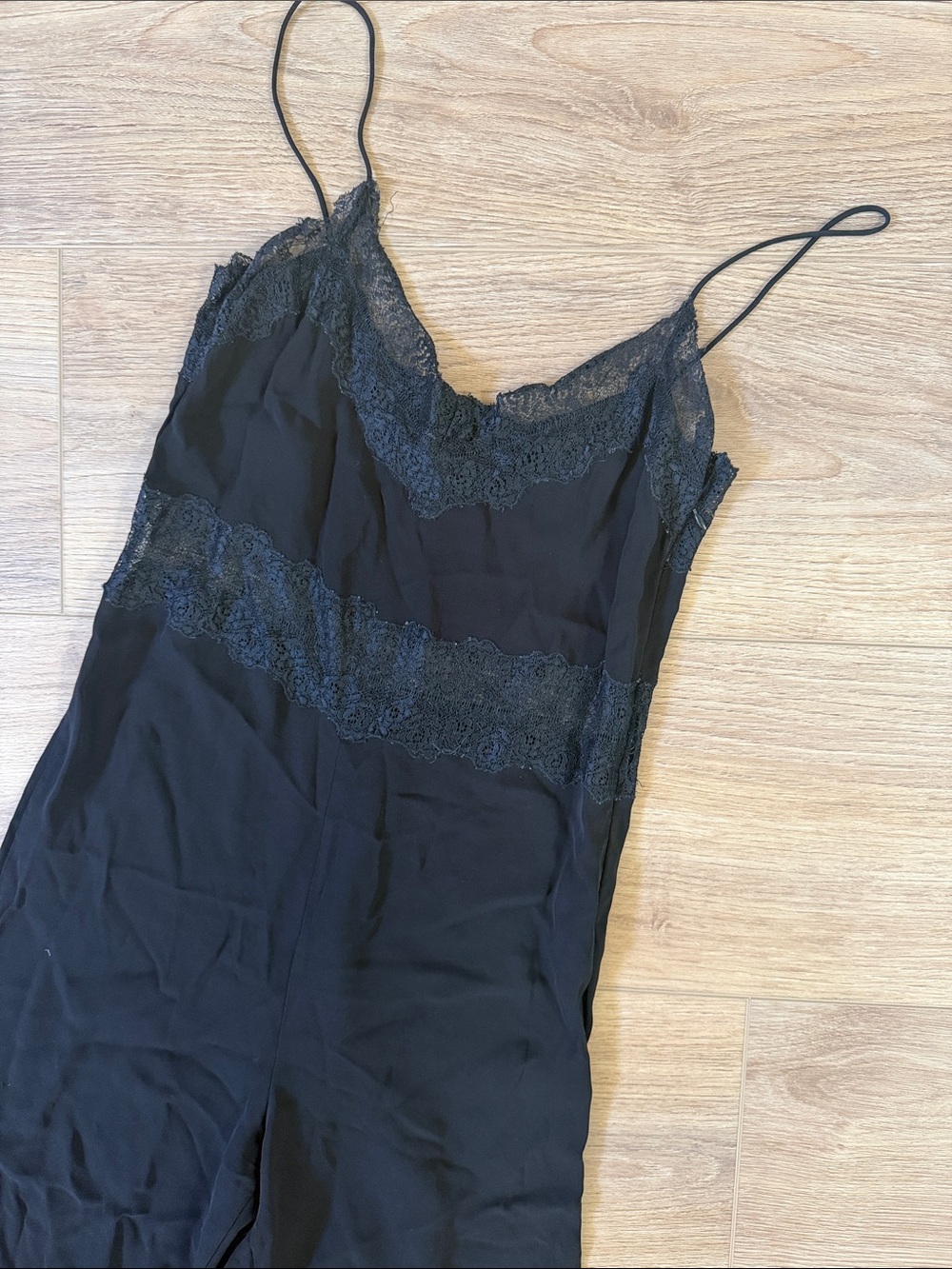 Zara Black Lace Trim Slip Dress
